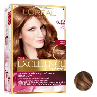 کیت رنگ مو لورآل مدل Excellence شماره 6.32 حجم 48 میلی لیتر رنگ قهوه ای